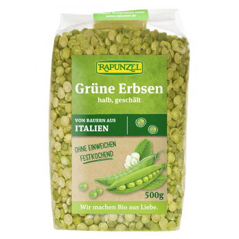 Grüne Erbsen halb, geschält