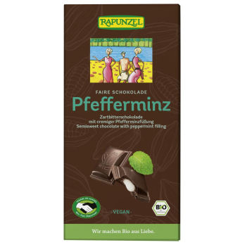 Zartbitter- Schokolade mit Pfefferminzfüllung