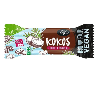 Kokosriegel in Edelbitter-Schoko.