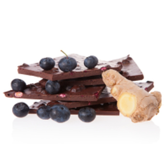 Bruchschokolade Edelbitter Heidelbeer Ingwer