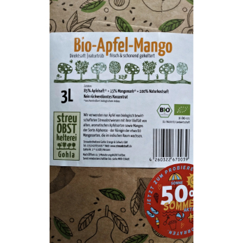 Apfel-Mango- Saft 3l-Box