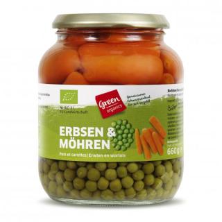 green Erbsen mit Möhren
